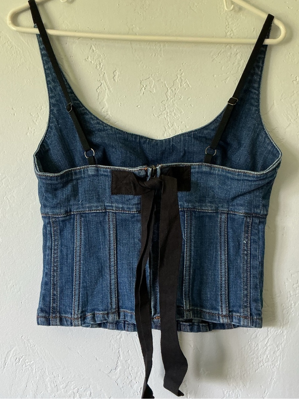 Maeve Denim Corset Tank Top with Tie Back Detail - Picture 4 of 8